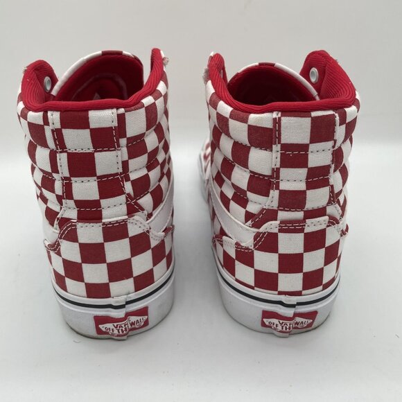 Vans Sk8-Hi Shoes Womens Size 9 Red White Checkerboard Canvas Skate High Top - Picture 11 of 15